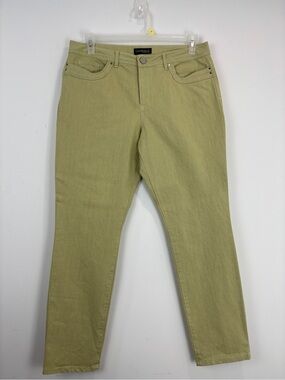 Conrad C Collection Soft Yellow Green Stretch Slim Straight Pants 12 Workwear